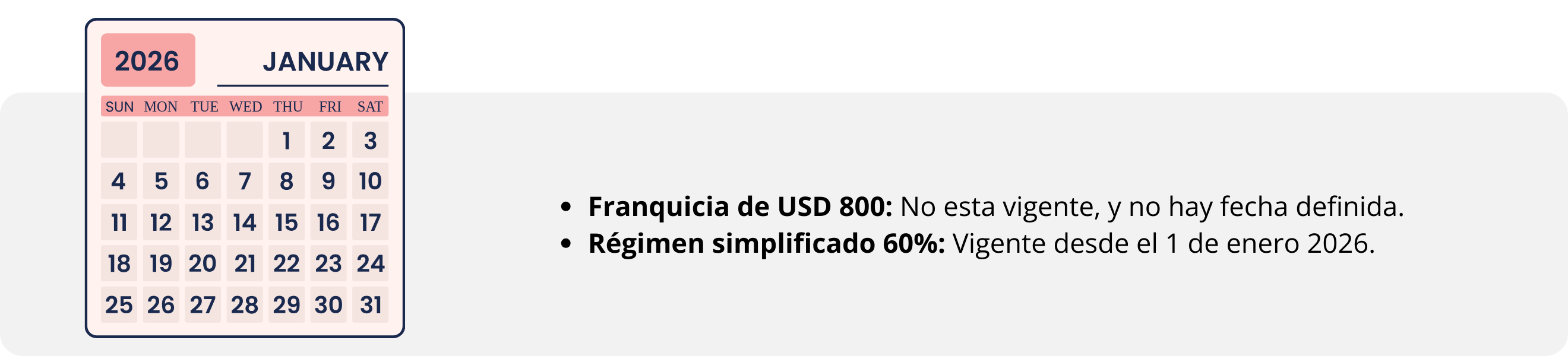 Imagen de un calendario mostrando el mes de enero de 2026
